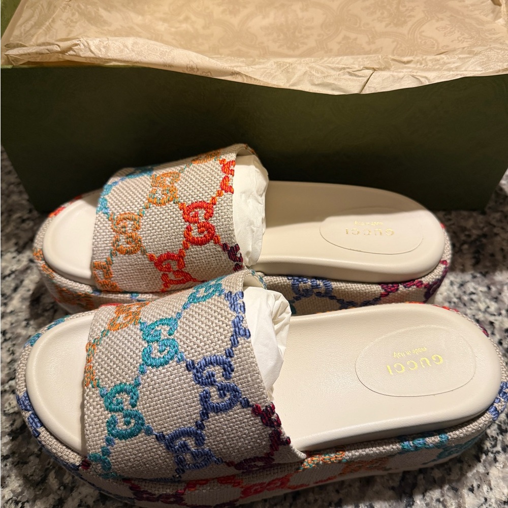 GG Monogram Angelina Platform 55mm Slide Sandals